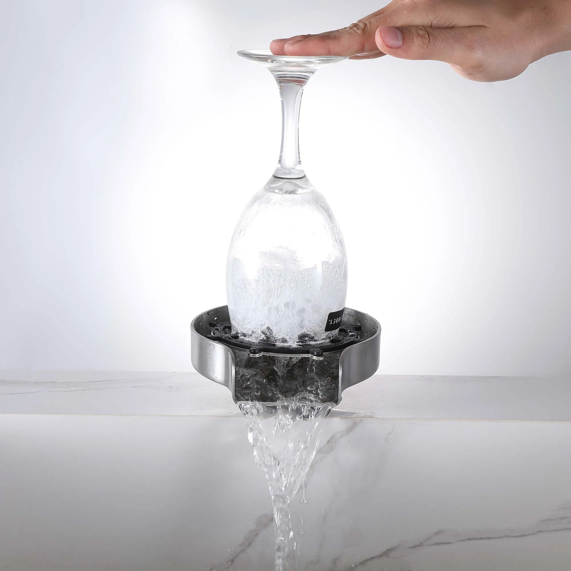 Glass Rinser for Kitchen Sink Stainless Steel Bottle Washer for Bar Sink Brushed Nickel JK0143