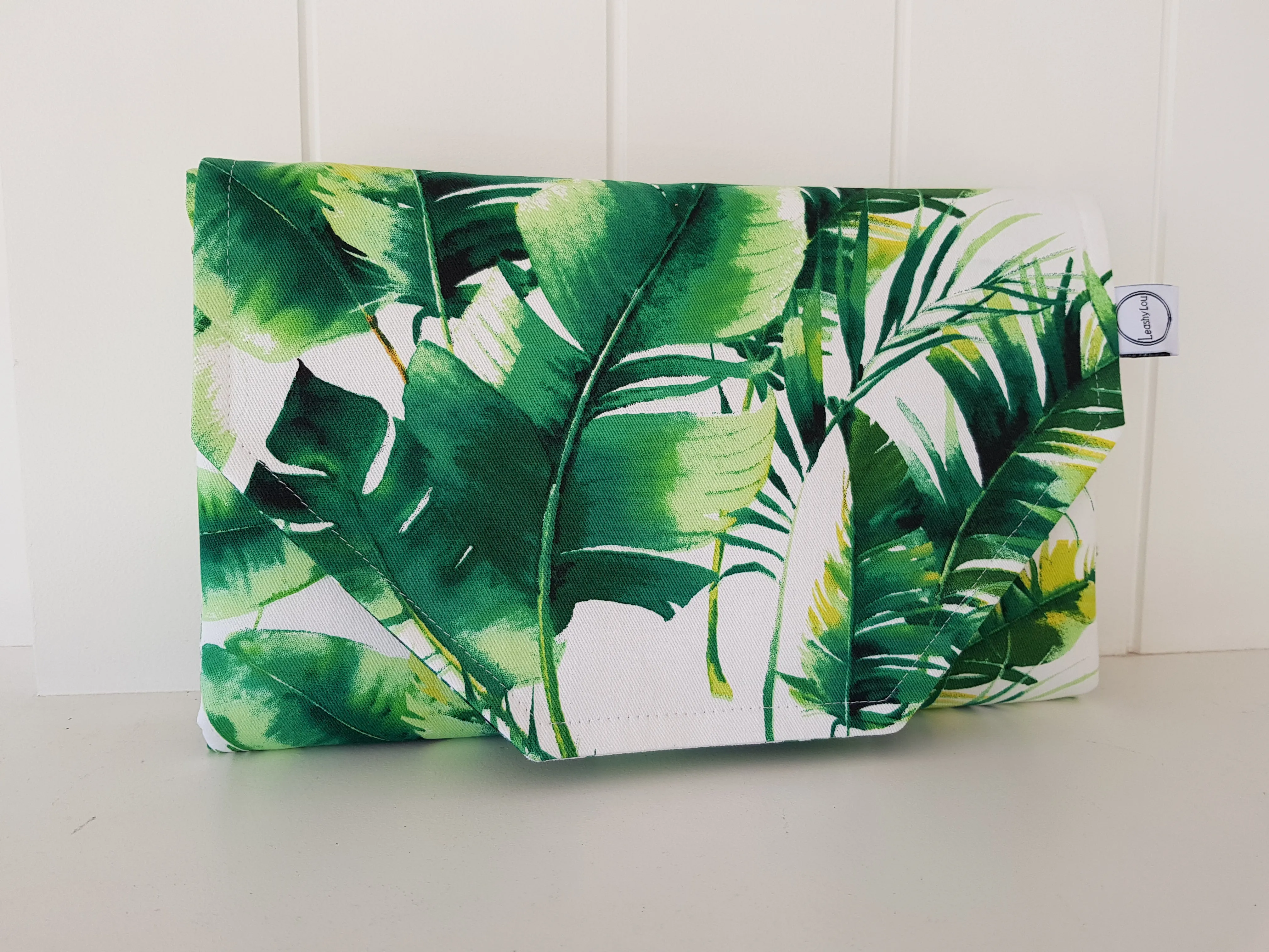 Green palm leaves Nappy change mat clutch (Pre Order - Dispatches 10 - 12 days)