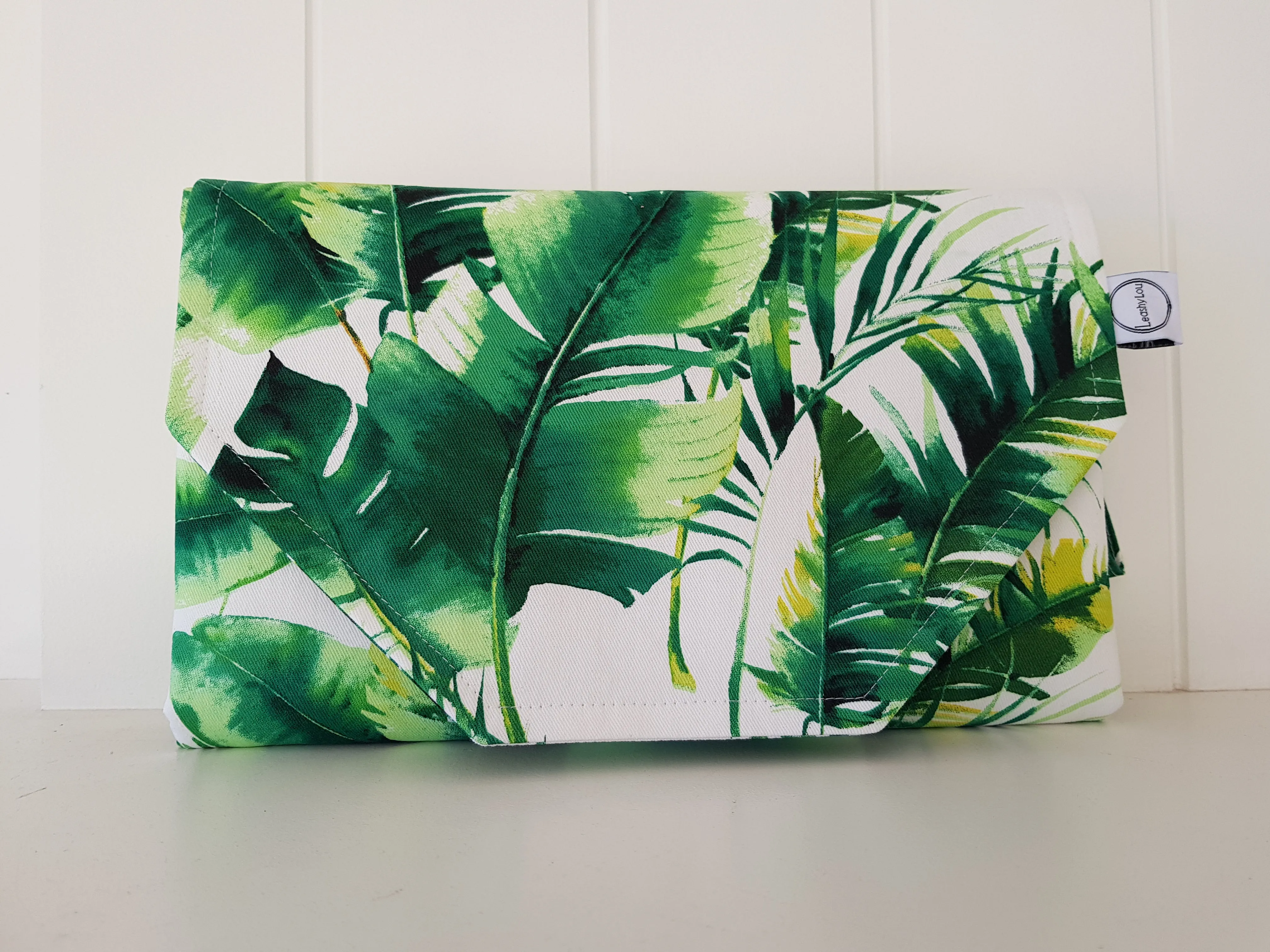 Green palm leaves Nappy change mat clutch (Pre Order - Dispatches 10 - 12 days)