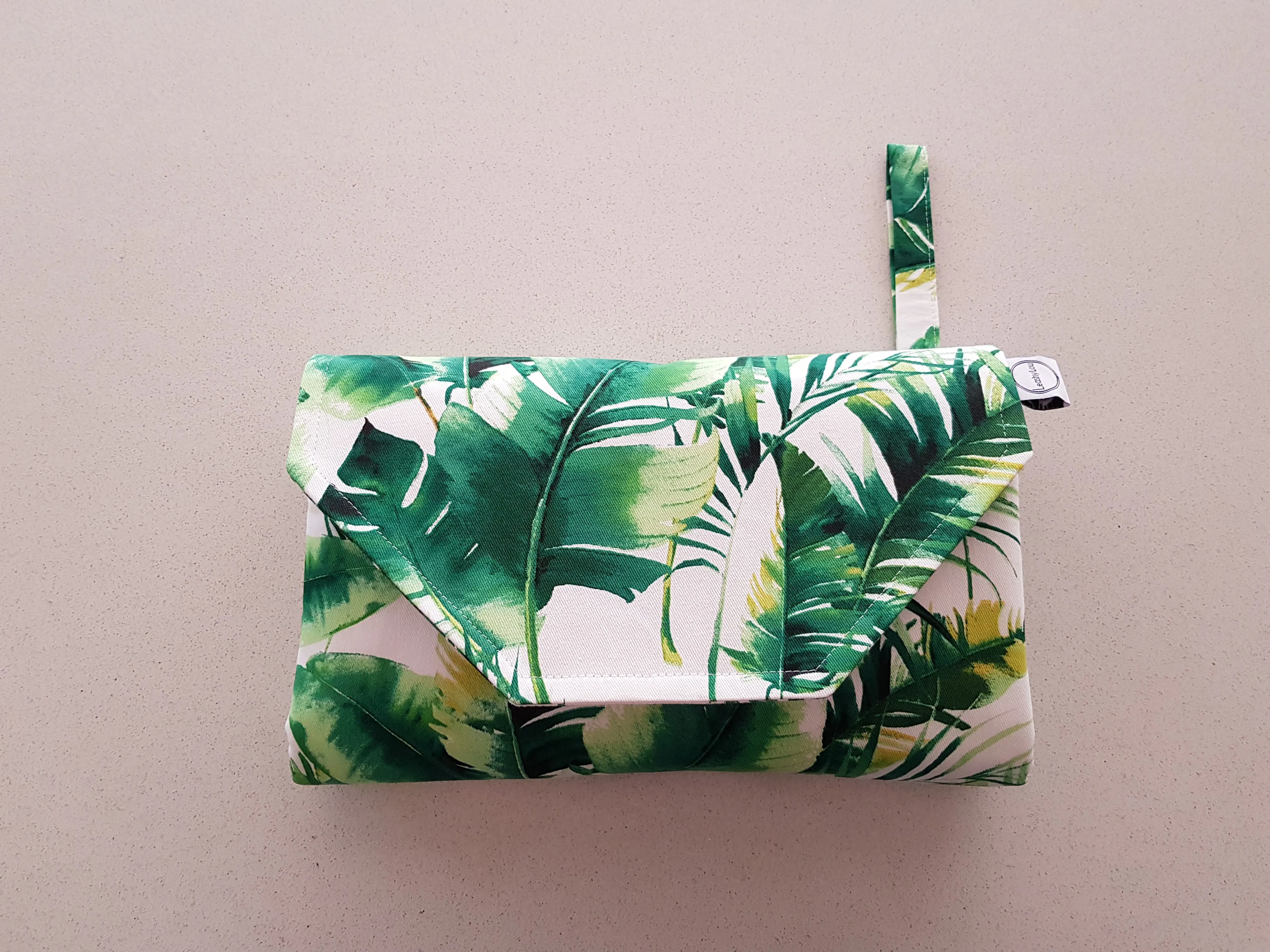 Green palm leaves Nappy change mat clutch (Pre Order - Dispatches 10 - 12 days)