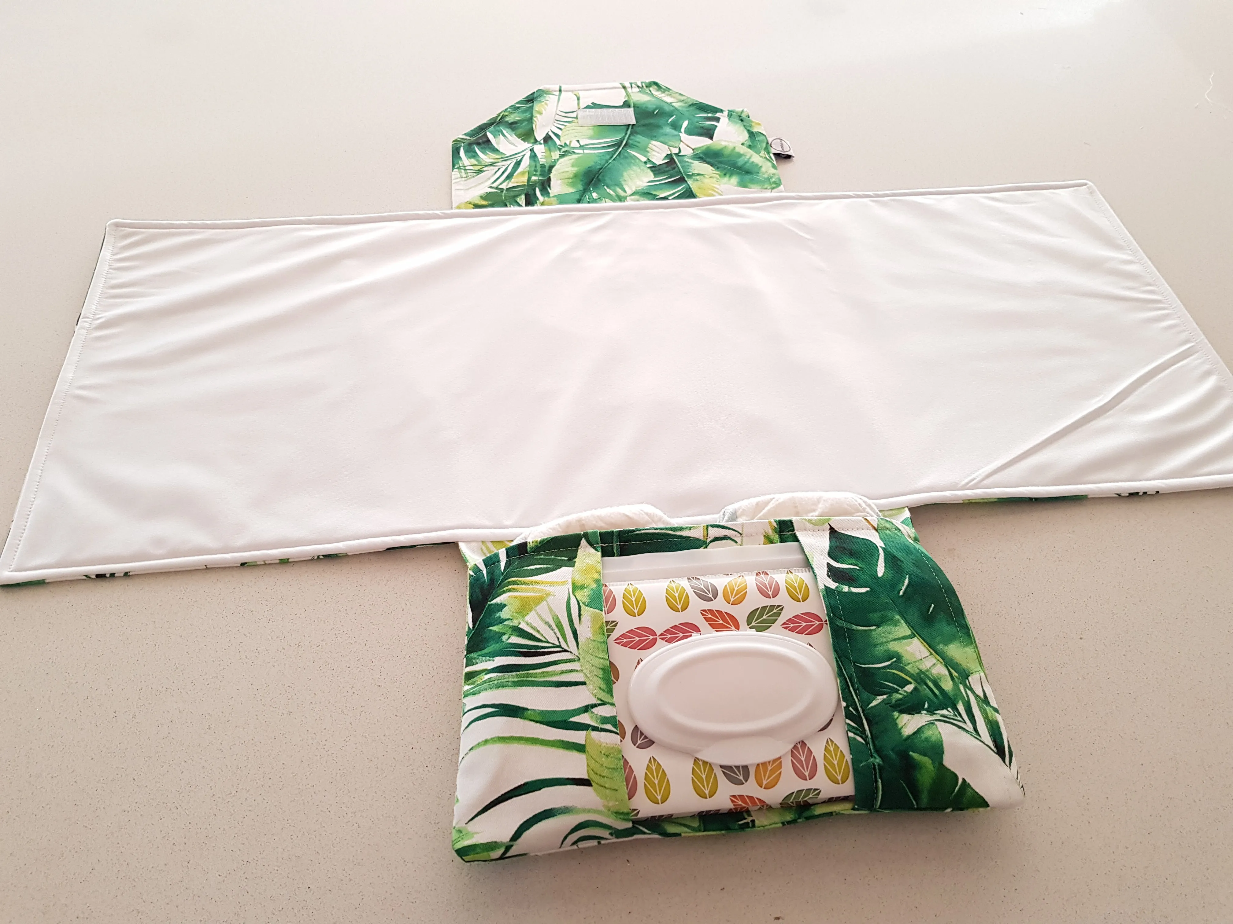 Green palm leaves Nappy change mat clutch (Pre Order - Dispatches 10 - 12 days)