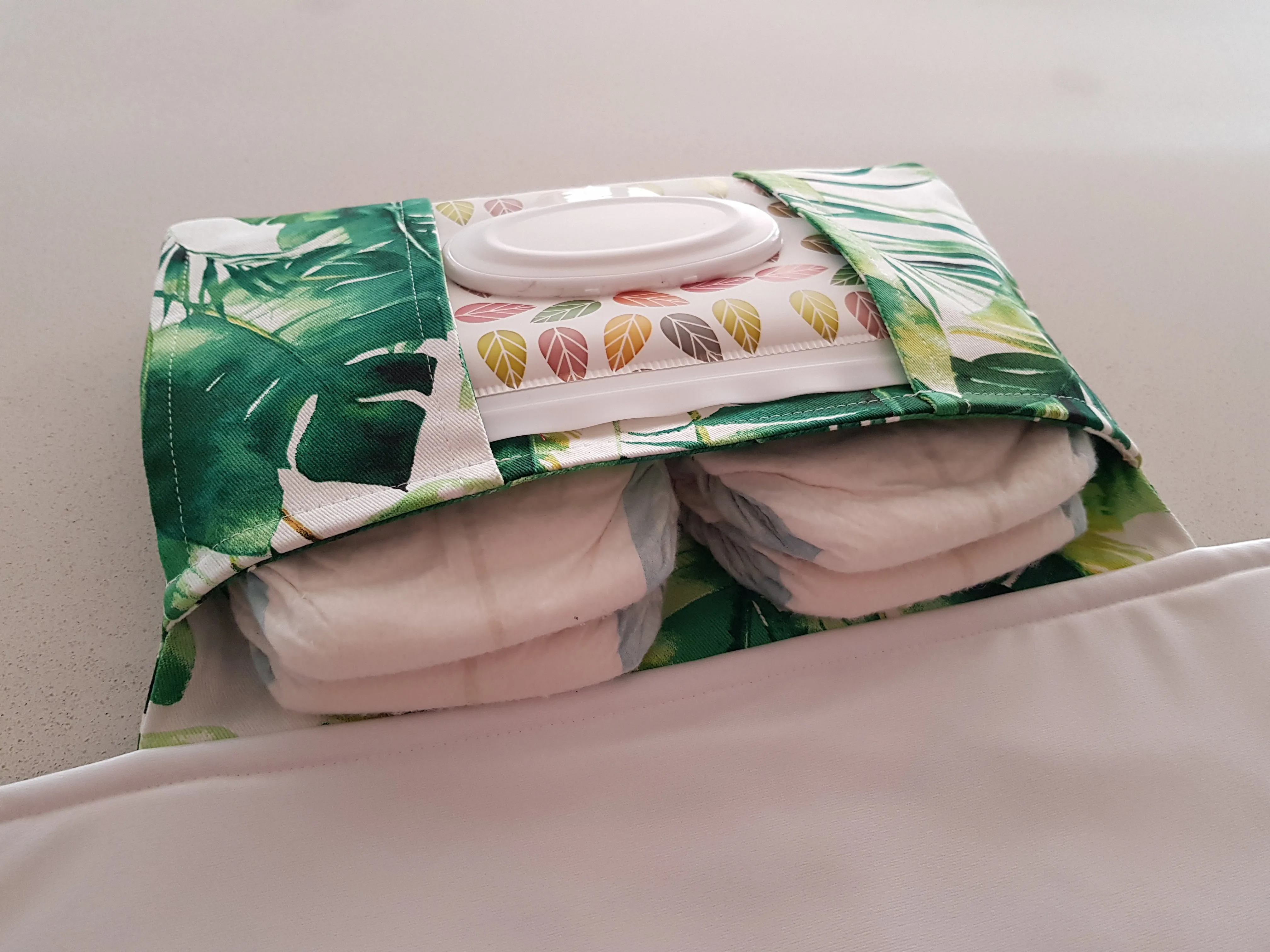 Green palm leaves Nappy change mat clutch (Pre Order - Dispatches 10 - 12 days)