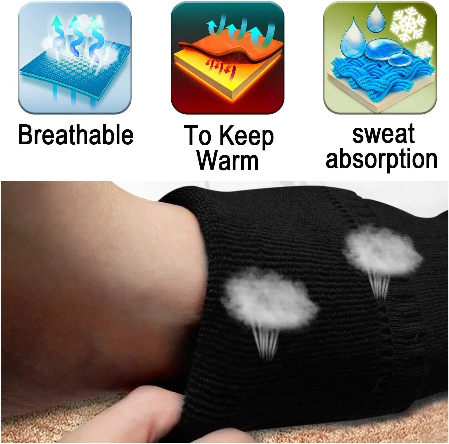 Heated Socks for Men/Women-Rechargeable Electric Battery Heat Socks,Winter Warm Novelty Heat Insulated Sox Kit,Thick Thermo Skiing Heating Stockings,Hunting Climbing Hiking Foot Warmer Socks(Black,L)