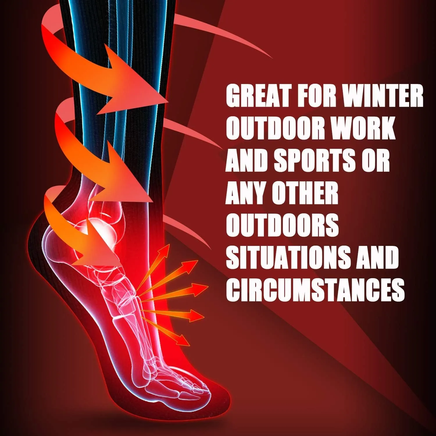 Heated Socks for Men/Women-Rechargeable Electric Battery Heat Socks,Winter Warm Novelty Heat Insulated Sox Kit,Thick Thermo Skiing Heating Stockings,Hunting Climbing Hiking Foot Warmer Socks(Black,L)