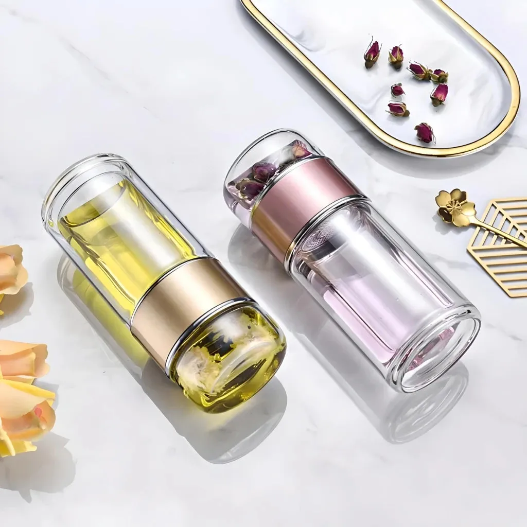 High Borosilicate Glass Tea Infuser Water Bottle