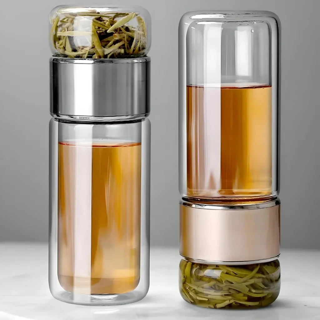 High Borosilicate Glass Tea Infuser Water Bottle