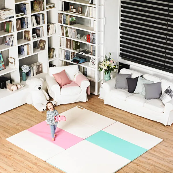 Huella Memory Foam Playmat Marshmellow & Pistachio (Blue) - M (2000 x 1200)