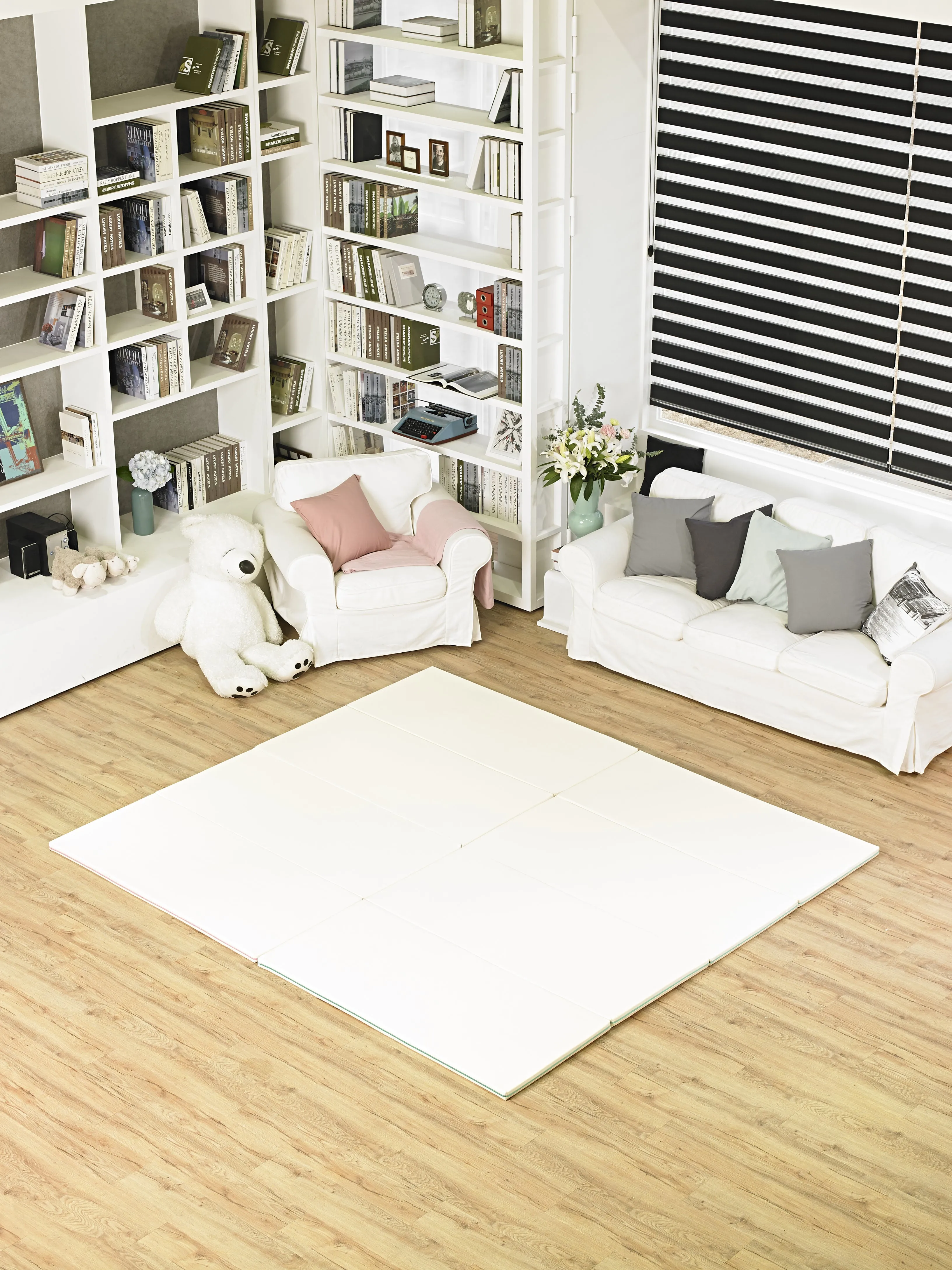 Huella Memory Foam Playmat Marshmellow & Pistachio (Blue) - M (2000 x 1200)