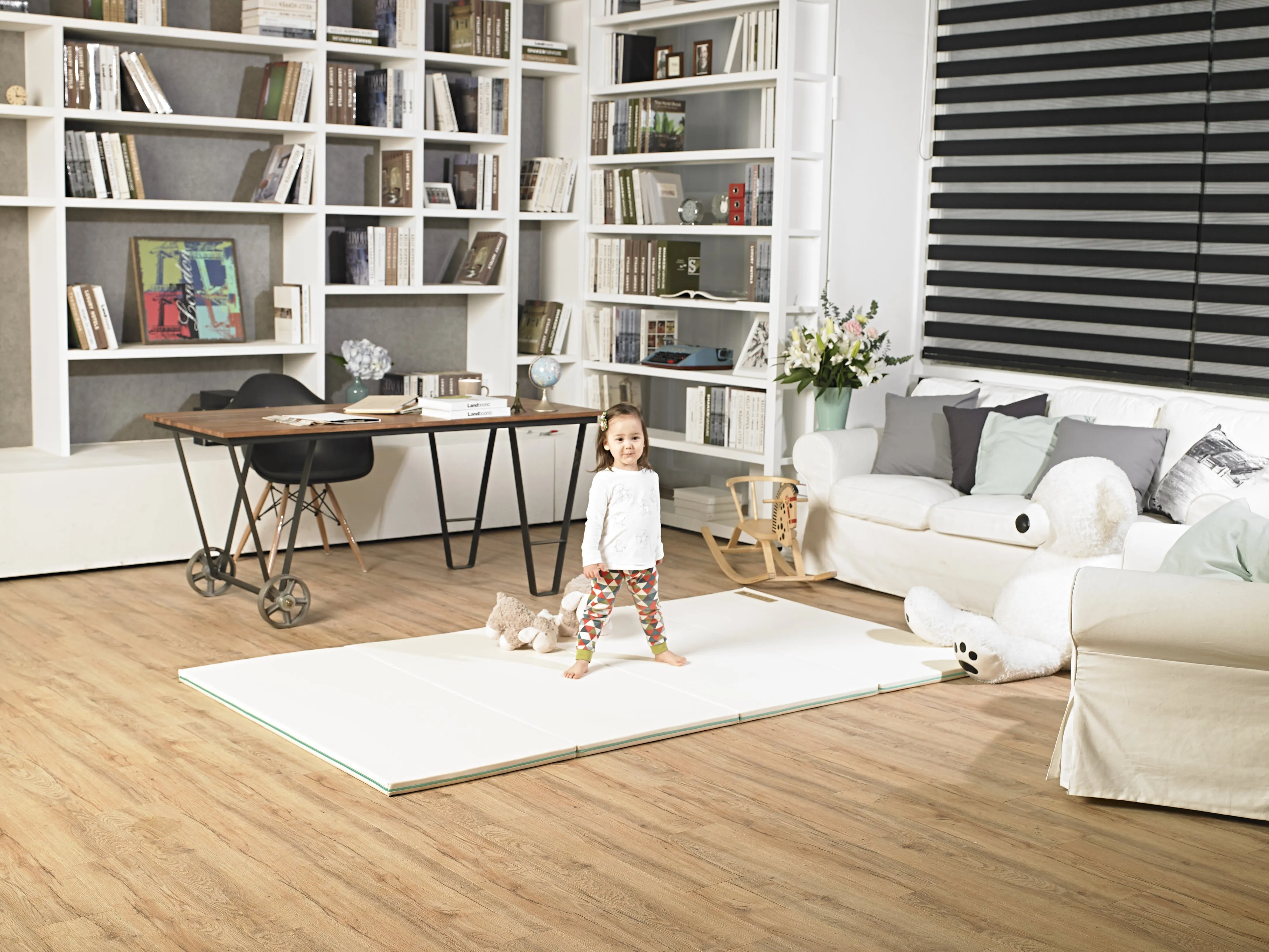 Huella Memory Foam Playmat Marshmellow & Pistachio (Blue) - M (2000 x 1200)