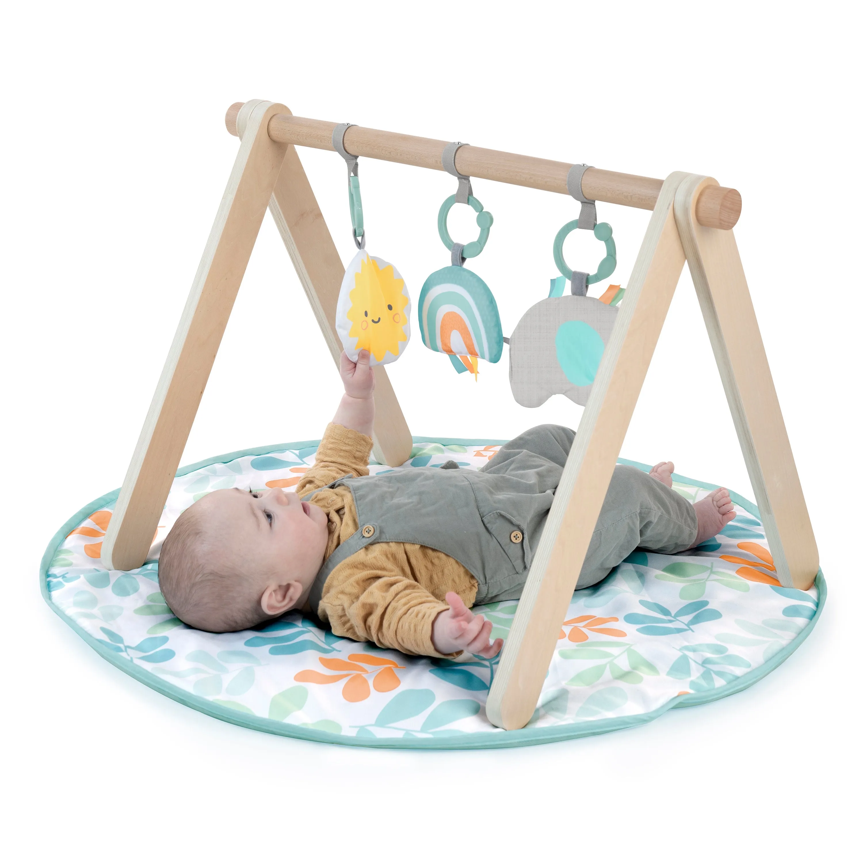 Ingenuity Sun Valley Wooden Toy Arch & Baby Play Mat, For Ages 0-36 Months