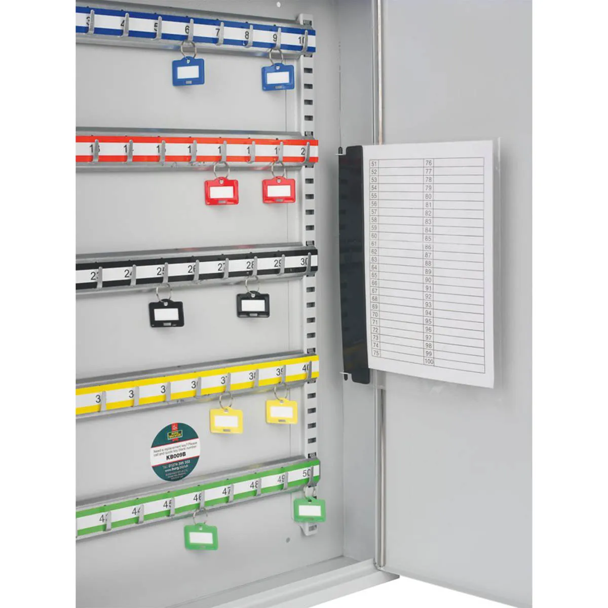 Key Cabinet Safe 50 Hooks Heavy Duty Index System Secure Lock Indoor 2 Keys