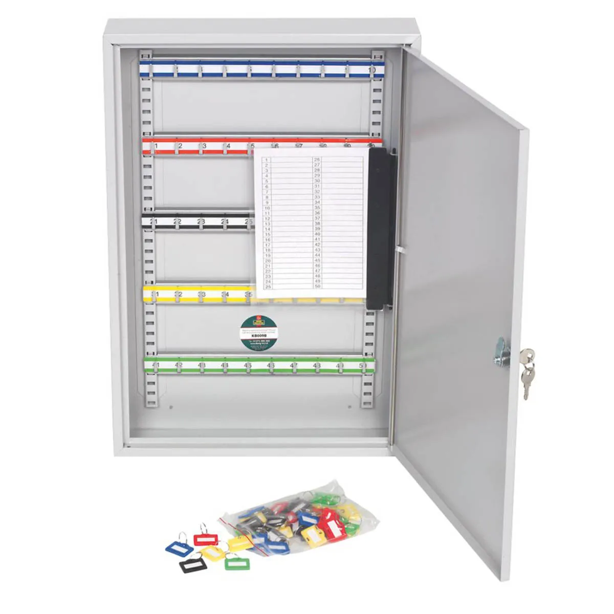 Key Cabinet Safe 50 Hooks Heavy Duty Index System Secure Lock Indoor 2 Keys