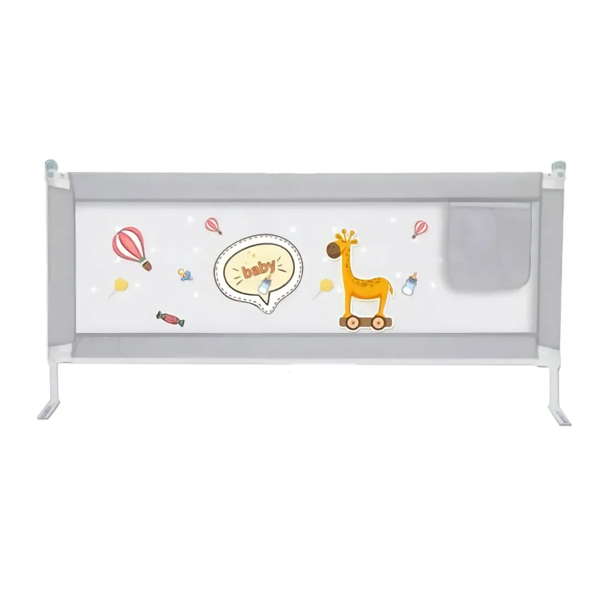 KidDough Adjustable Bed Rail Guard for Kids Safety- Grey