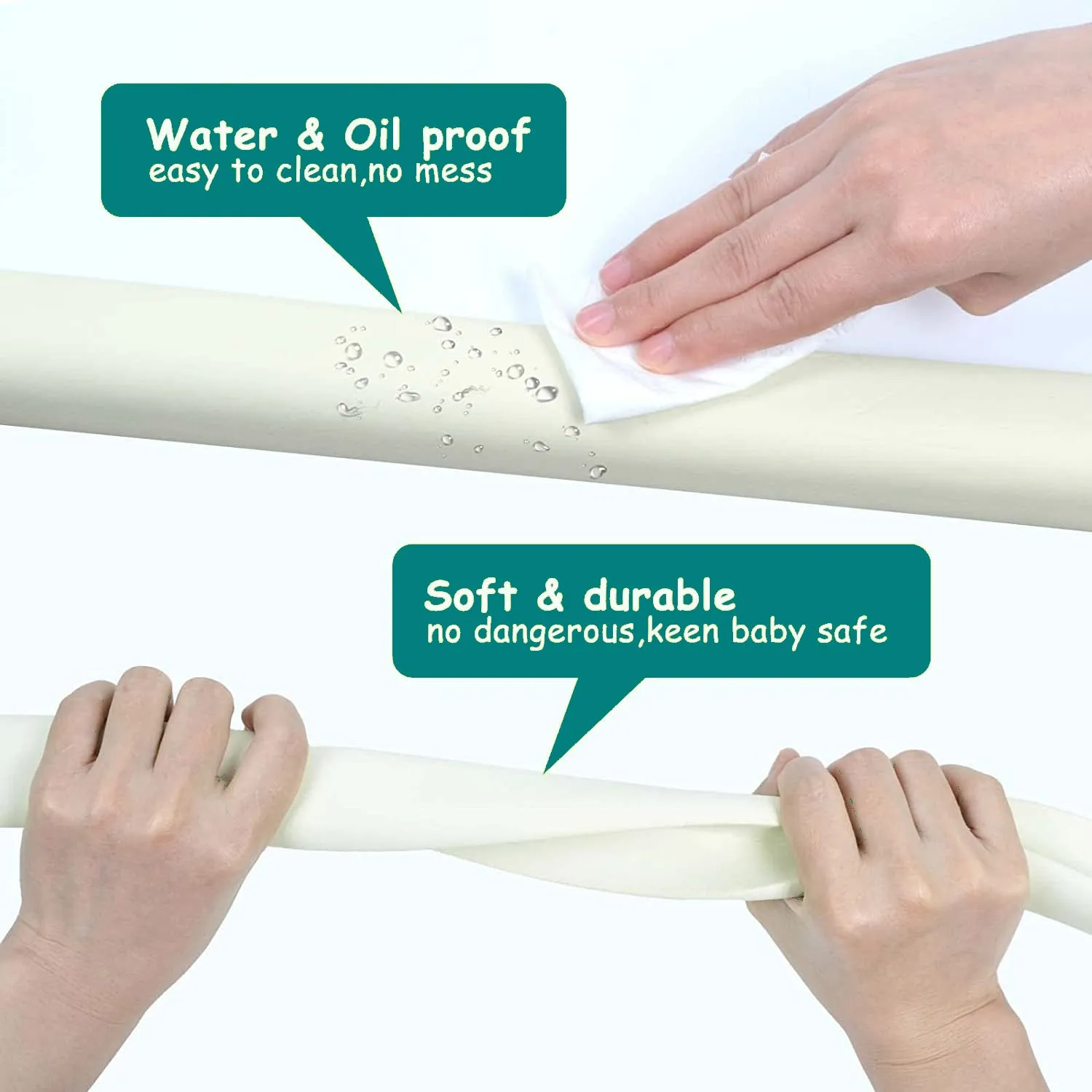 KidDough Corner Safety Strip | Corner Protector for Kids (White 5 Mtrs 8 Corner Guards)