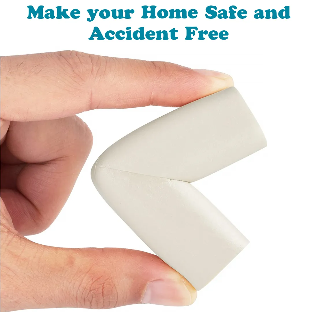 KidDough Corner Safety Strip | Corner Protector for Kids (White 5 Mtrs 8 Corner Guards)