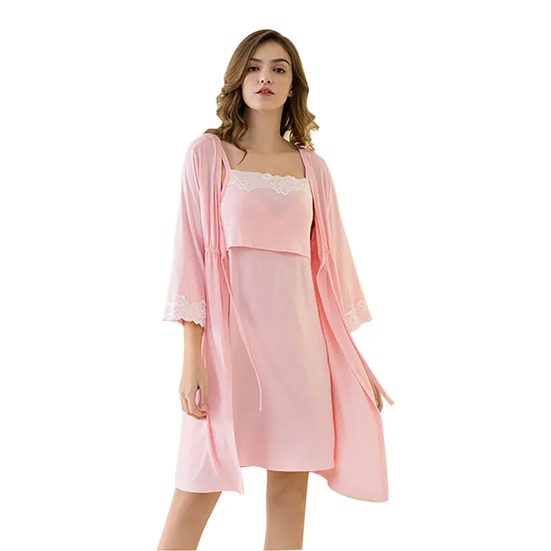 Lace Maternity Nightgown and Robe