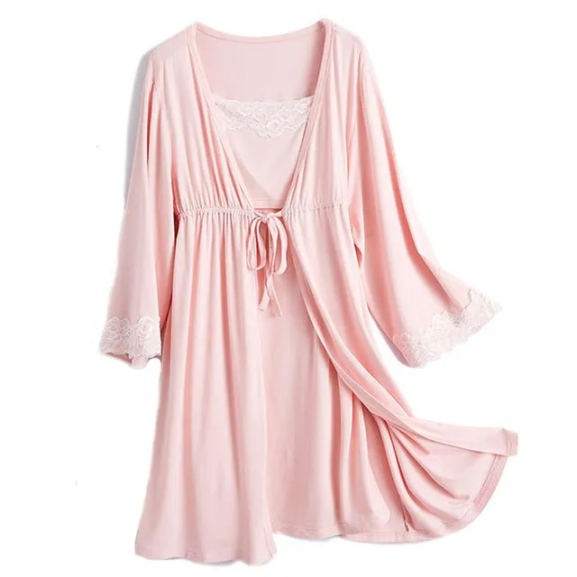 Lace Maternity Nightgown and Robe