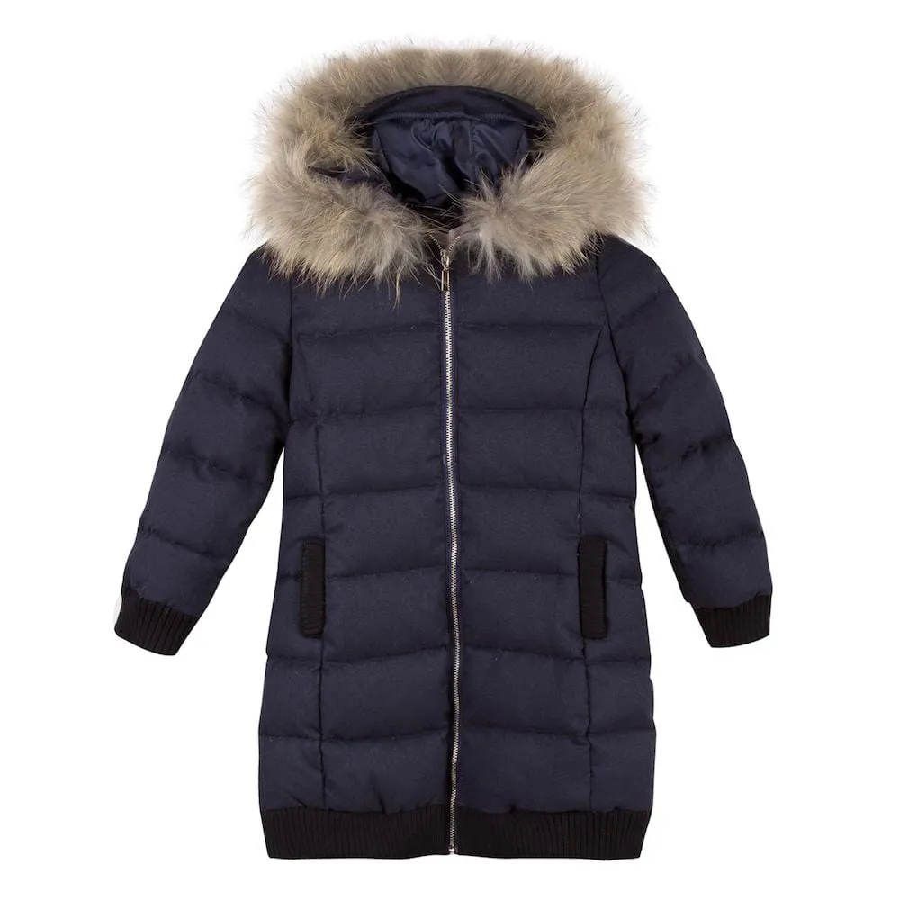 Lili Gaufrette Girls Navy Coat