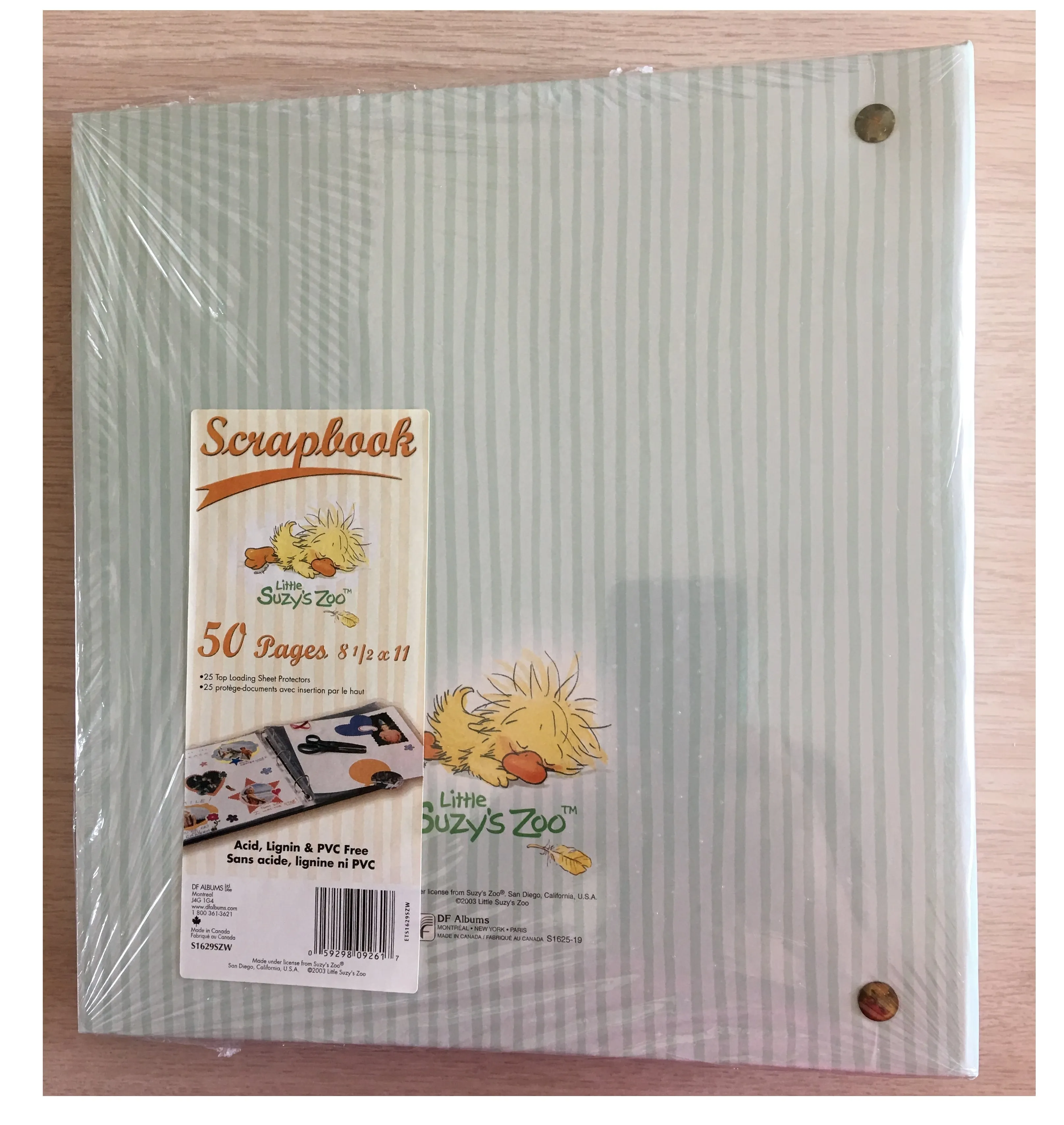 Little Suzy's Zoo Witzy Yellow Duck in Meadow Grass Scrapbook Baby Album 50 Inserts & 25 Sheet Protectors Vintage 2003 White Green Stripe
