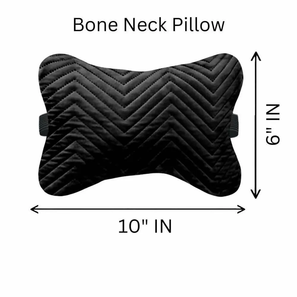 Lushomes "Set of 2 Premium Quilted Velvet Car Seat Neck Rest Pillows, 16x25 cm, Black"