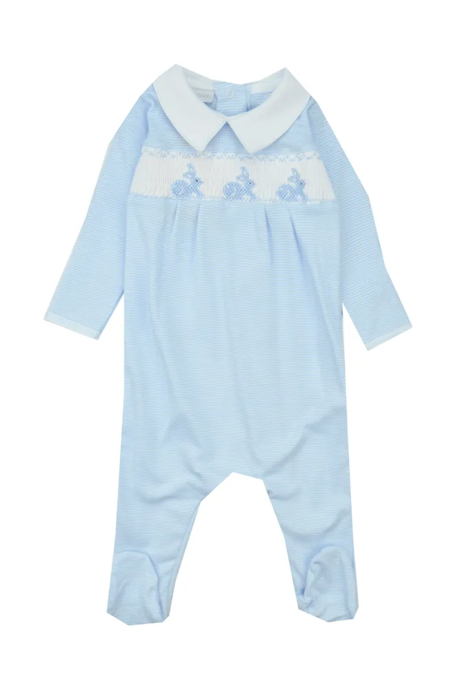 Magnolia Baby Blue Smocked Bunny Layette Gown