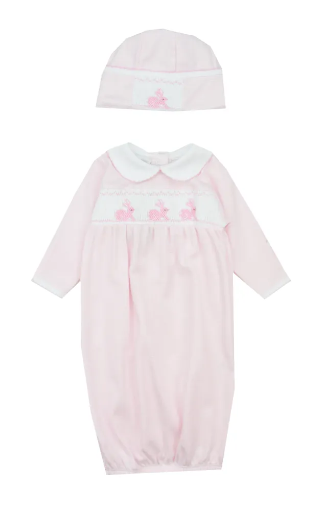 Magnolia Baby Blue Smocked Bunny Layette Gown