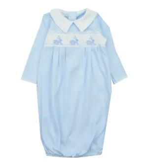 Magnolia Baby Blue Smocked Bunny Layette Gown
