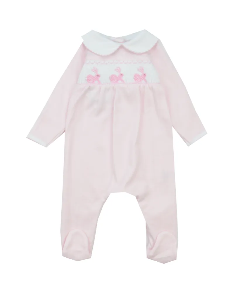 Magnolia Baby Blue Smocked Bunny Layette Gown