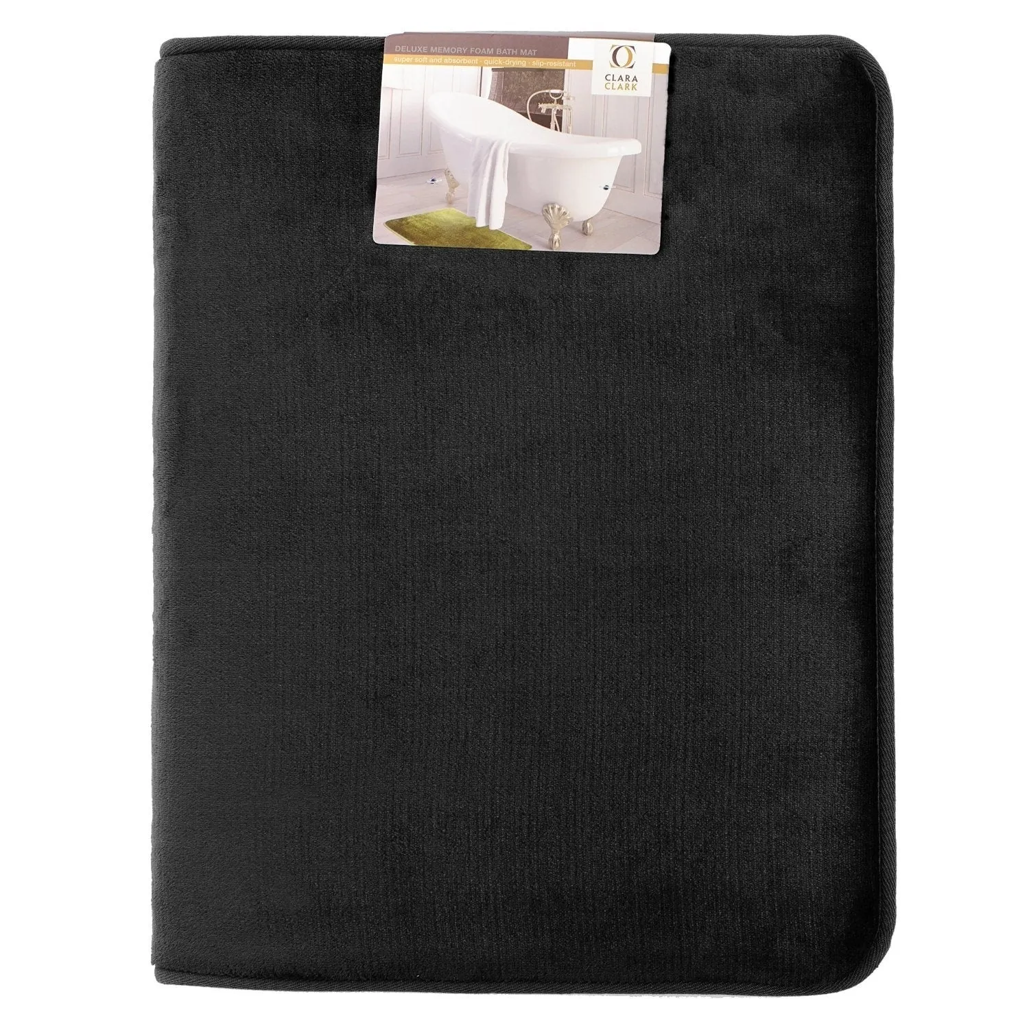 Memory Foam Bathrug - Black Bath Mat and Shower Rug Small 17&quot; X 24&quot; Inches, Non Slip Latex Free Plush Microfiber. Comfortable, Beautiful and Maximum Absorbency.