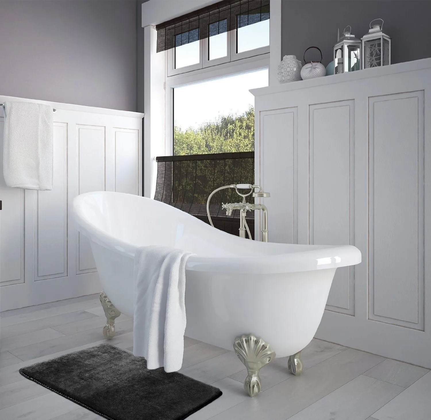 Memory Foam Bathrug - Black Bath Mat and Shower Rug Small 17&quot; X 24&quot; Inches, Non Slip Latex Free Plush Microfiber. Comfortable, Beautiful and Maximum Absorbency.