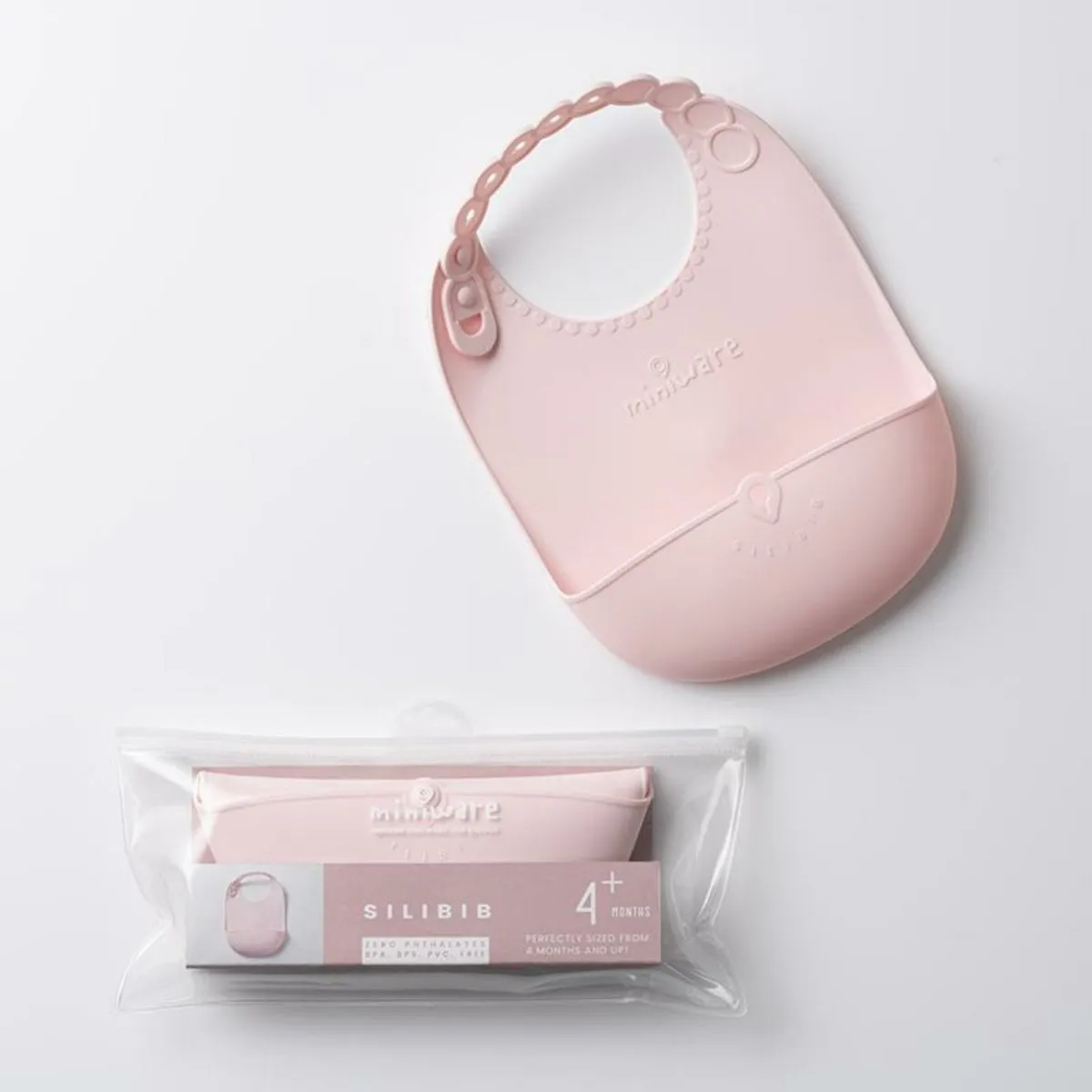 Miniware Roll And Lock Silicone Bib- Cotton Candy