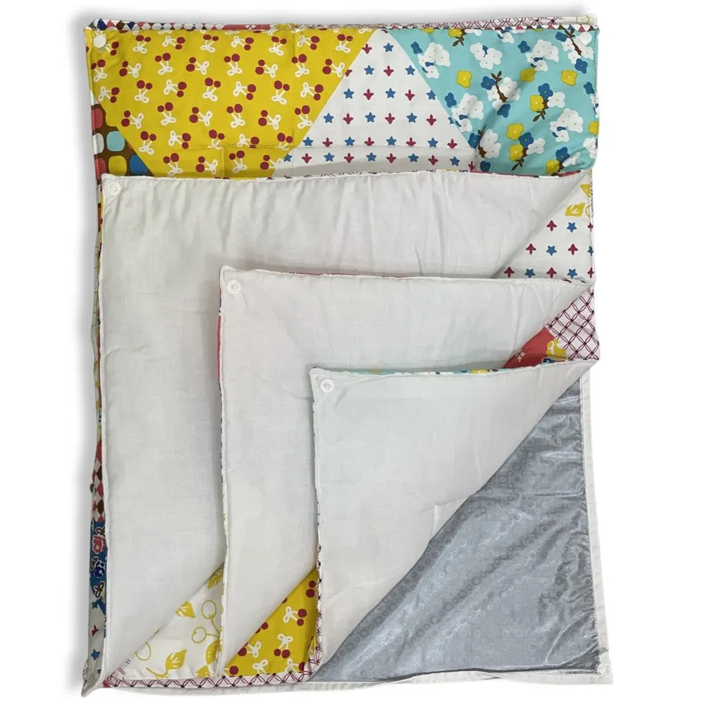 Multi print Pack Of 3 Quilted Cotton Sheets   1 Plastic Sheet