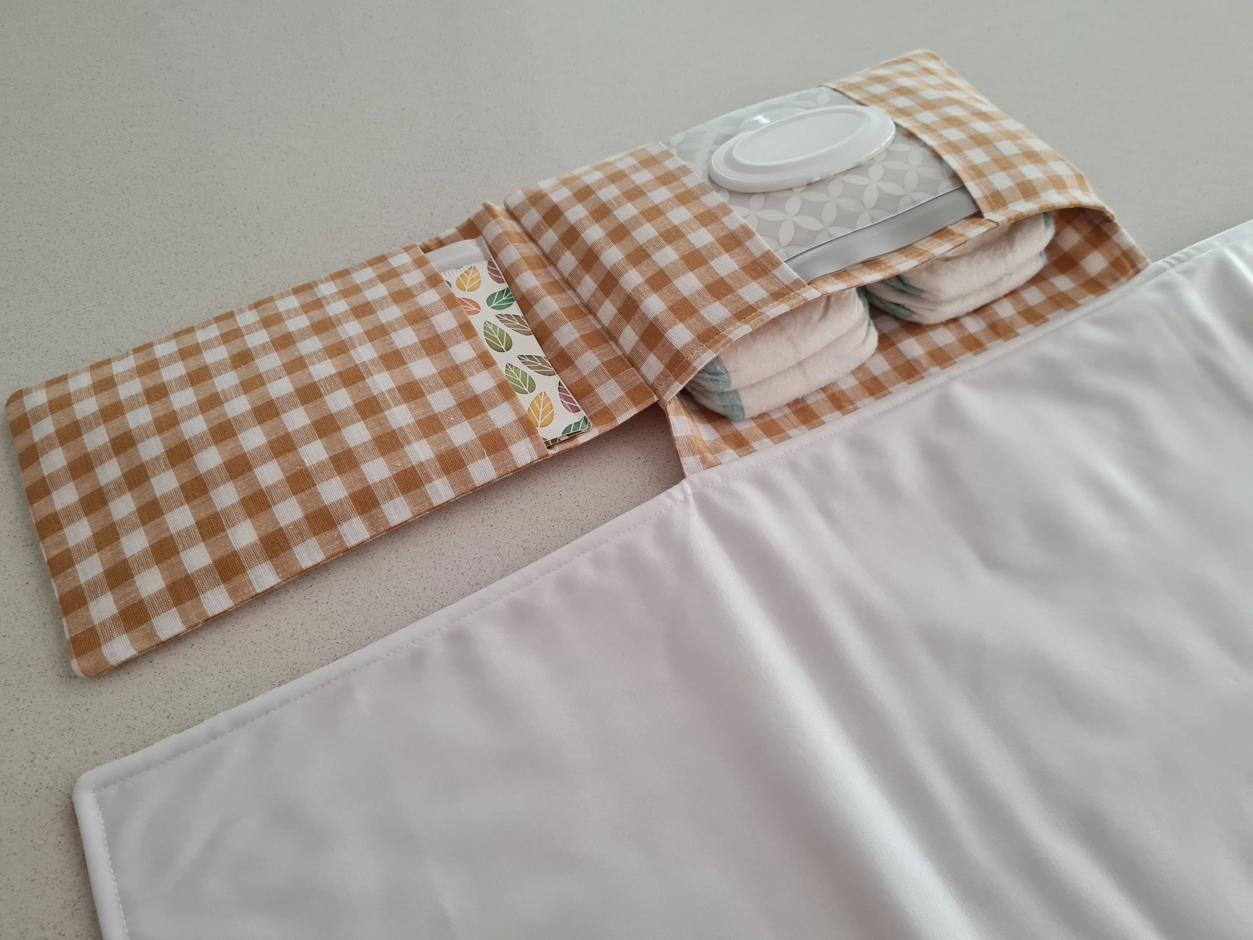 Mustard Gingham Nappy change mat clutch (Pre order - Dispatches in 12 days)