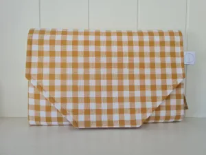 Mustard Gingham Nappy change mat clutch (Pre order - Dispatches in 12 days)