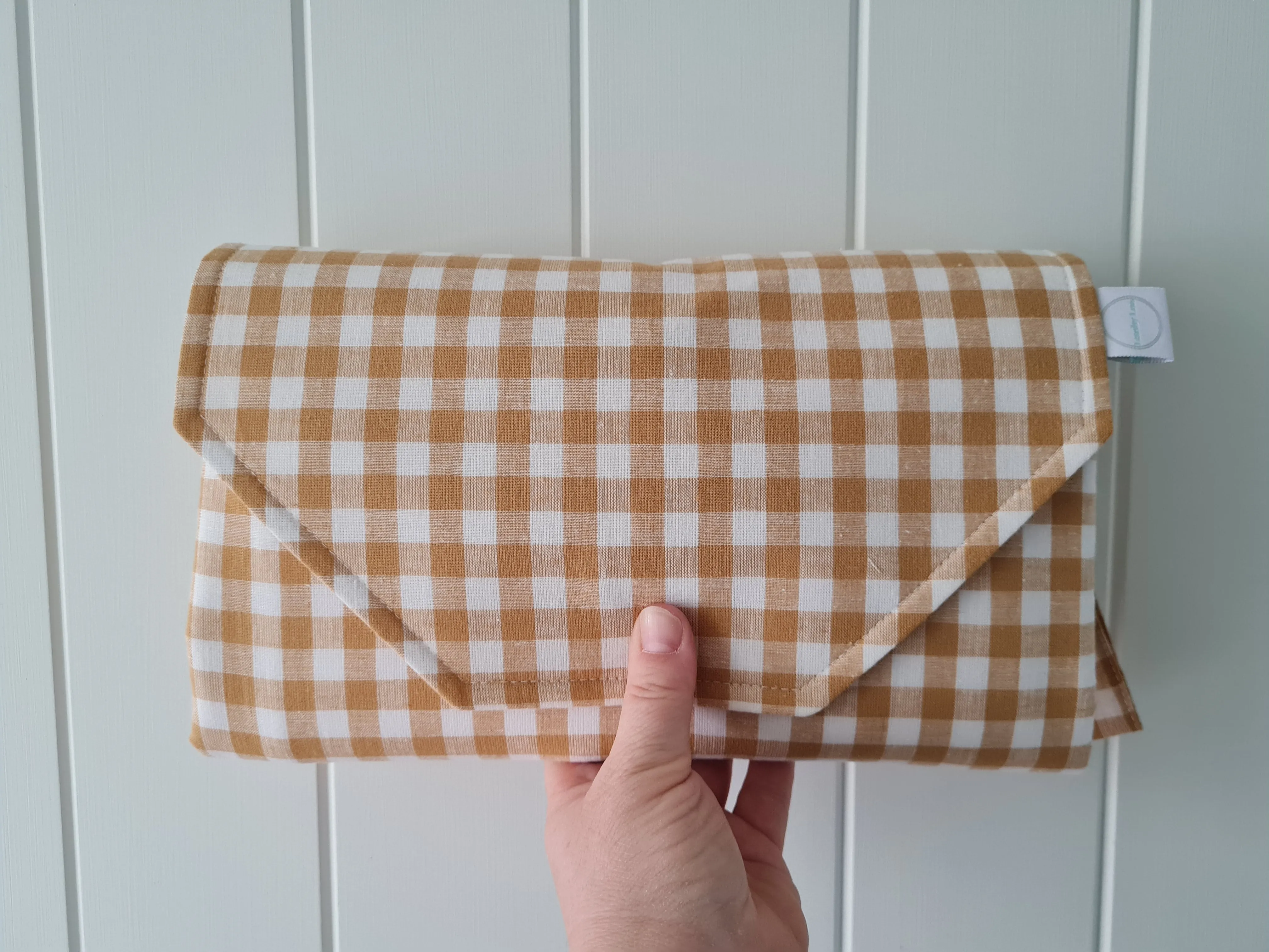 Mustard Gingham Nappy change mat clutch (Pre order - Dispatches in 12 days)