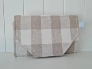 Natural Gingham linen Nappy change mat clutch (Pre Order - Dispatches in 10-12 days)