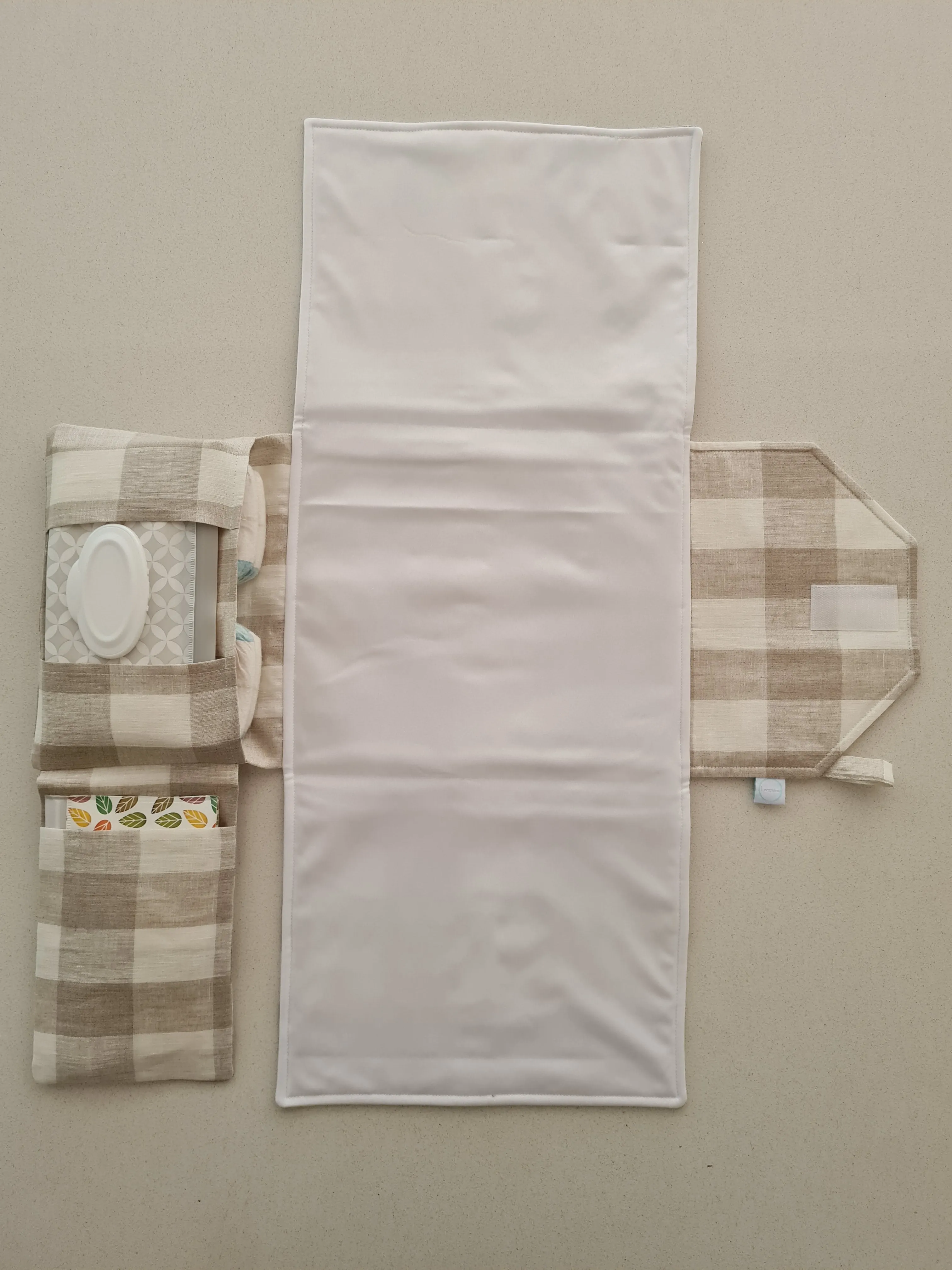 Natural Gingham linen Nappy change mat clutch (Pre Order - Dispatches in 10-12 days)