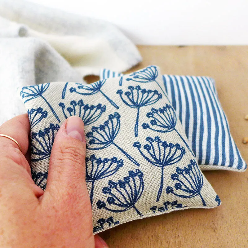 Navy Cow Parsley Wheat Hand Warmers