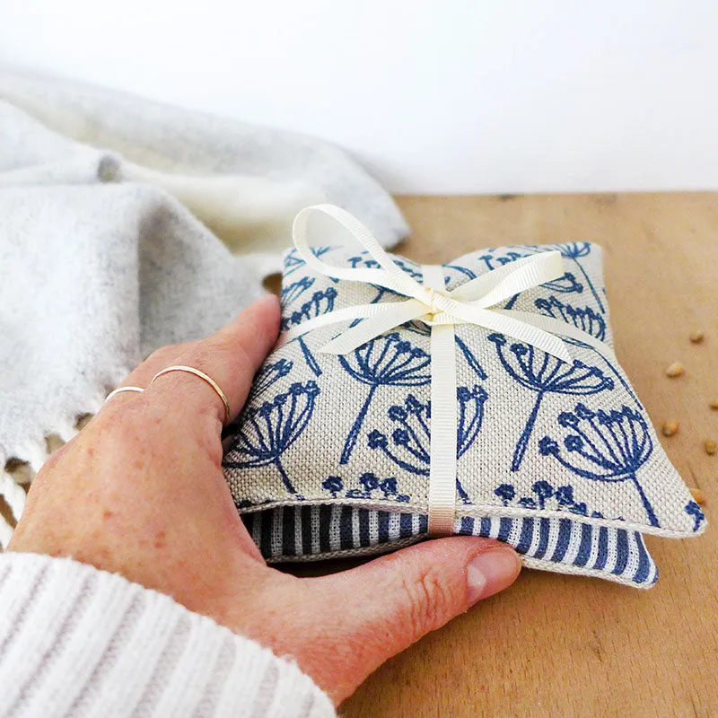 Navy Cow Parsley Wheat Hand Warmers
