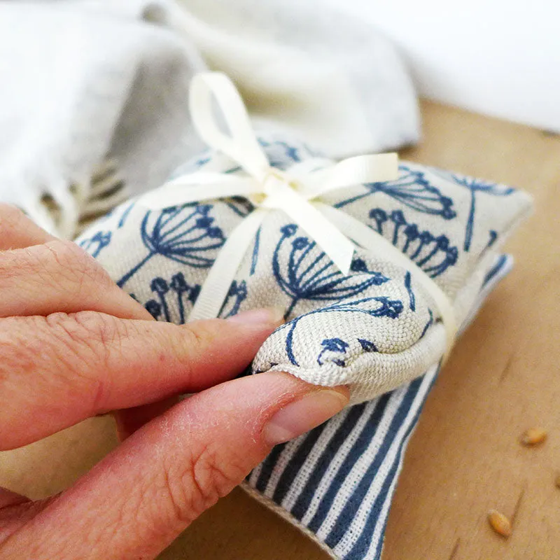 Navy Cow Parsley Wheat Hand Warmers