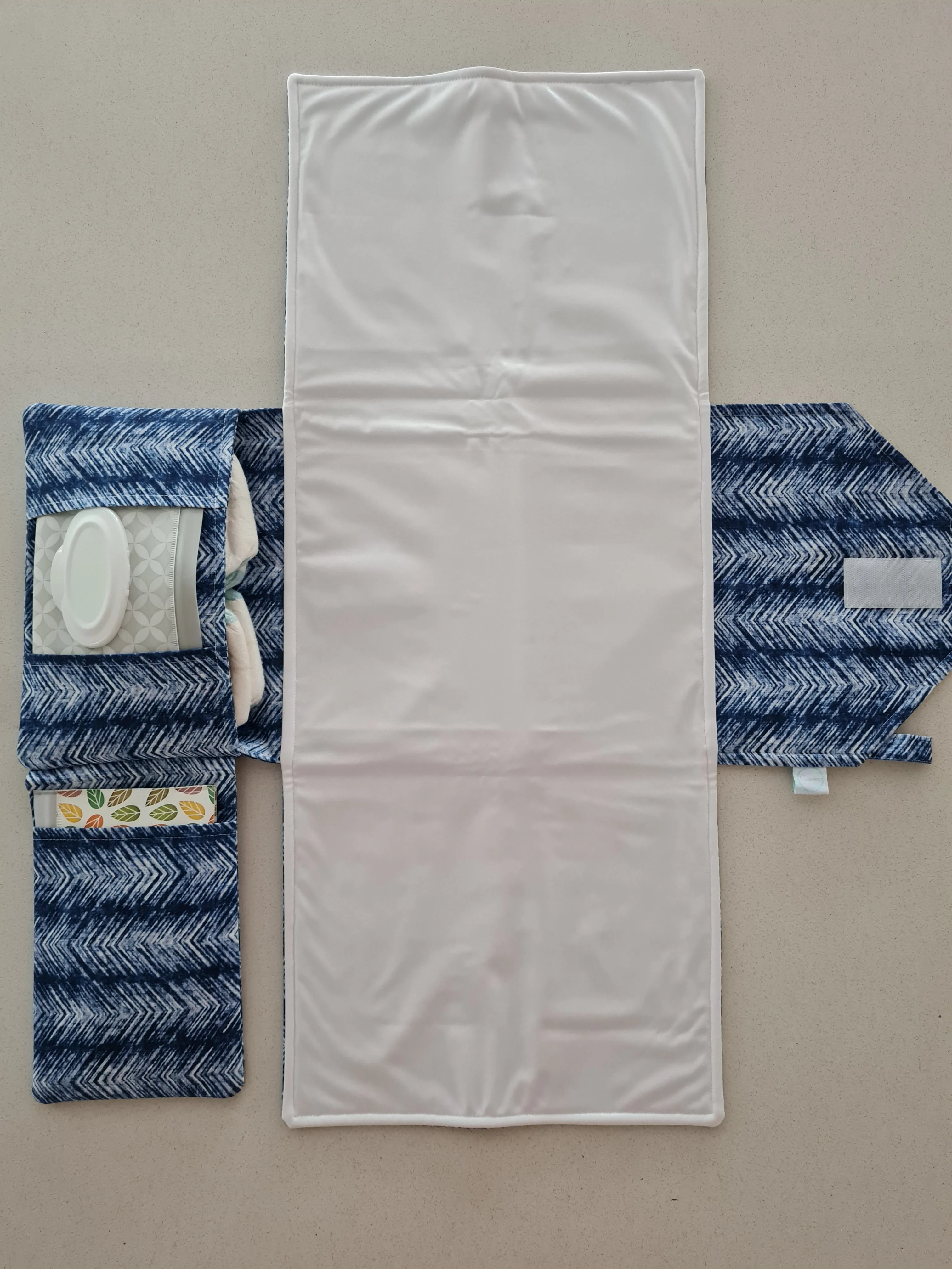 Navy Herringbone Nappy change mat clutch (Pre Order - Dispatches 10-12 days)
