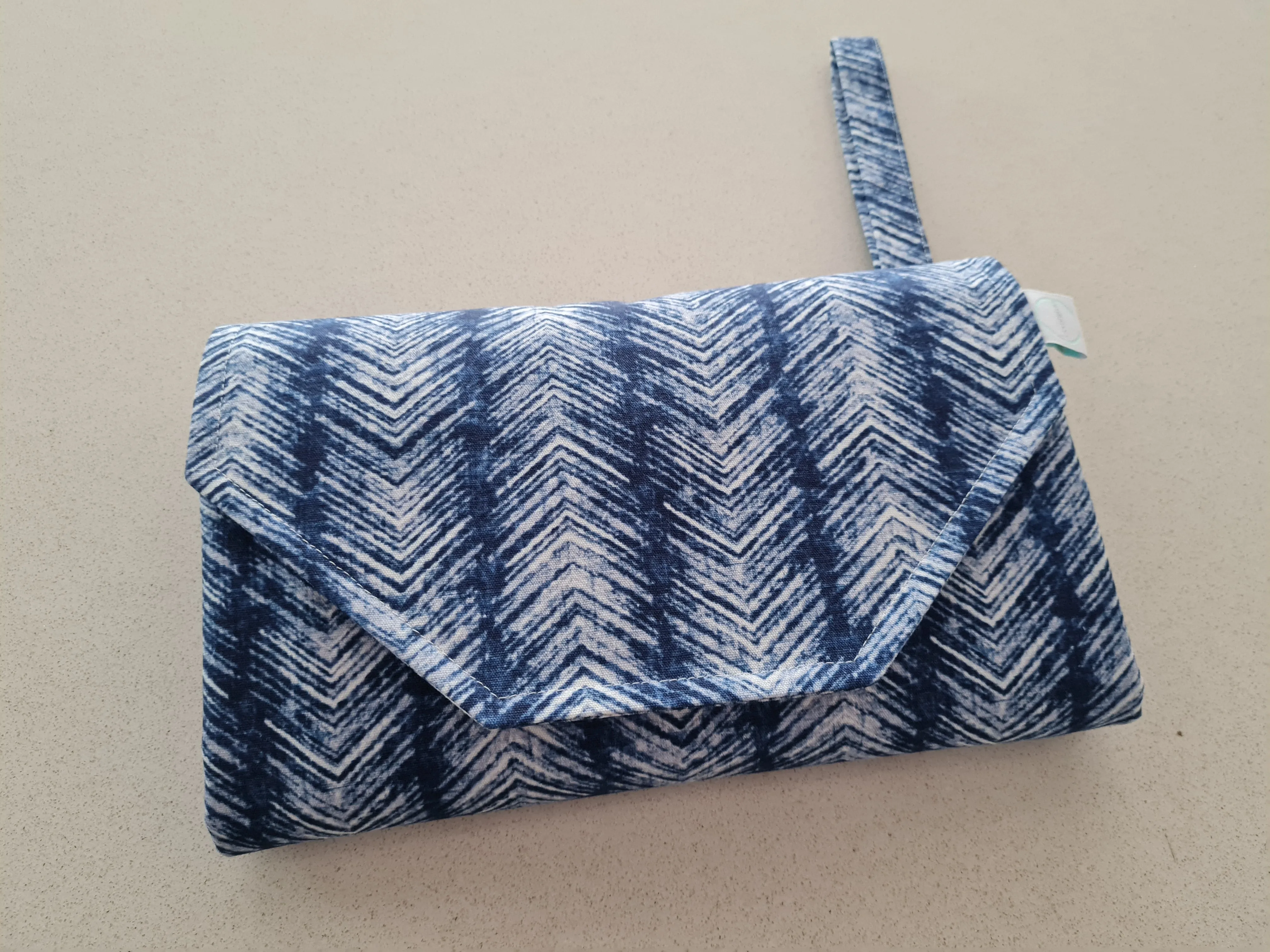 Navy Herringbone Nappy change mat clutch (Pre Order - Dispatches 10-12 days)