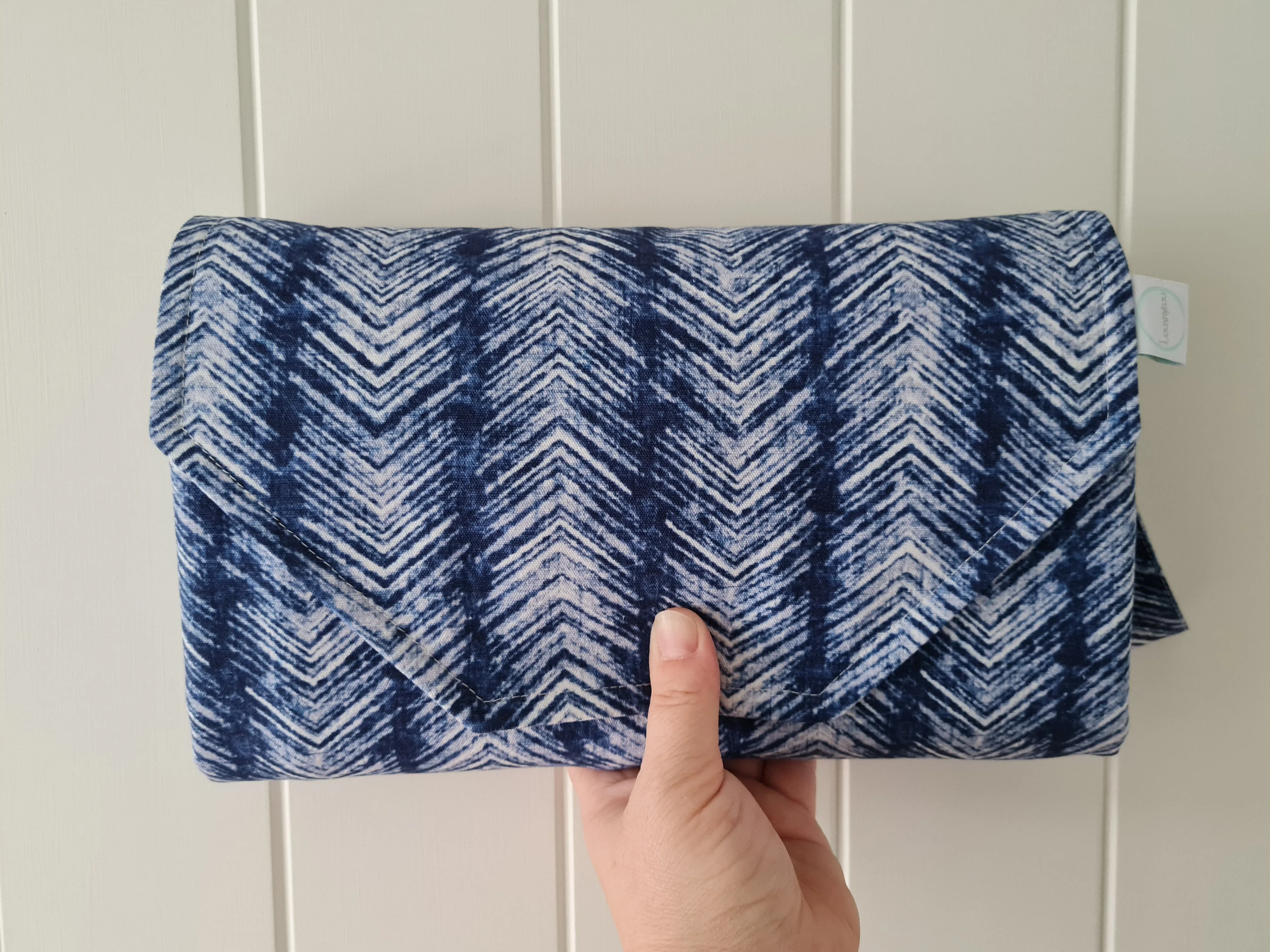 Navy Herringbone Nappy change mat clutch (Pre Order - Dispatches 10-12 days)