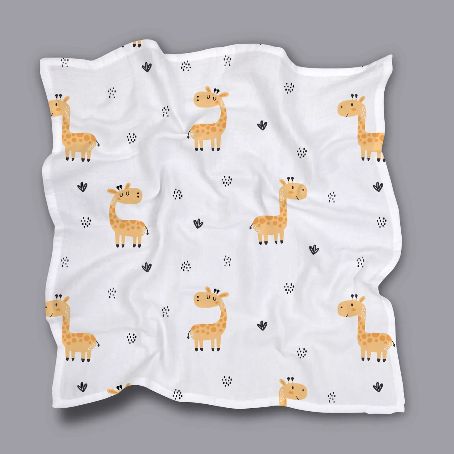 Organic Cotton Muslin Baby Bath Towels 70 X 70 cm | Giraffe & Forest, Pack of 2