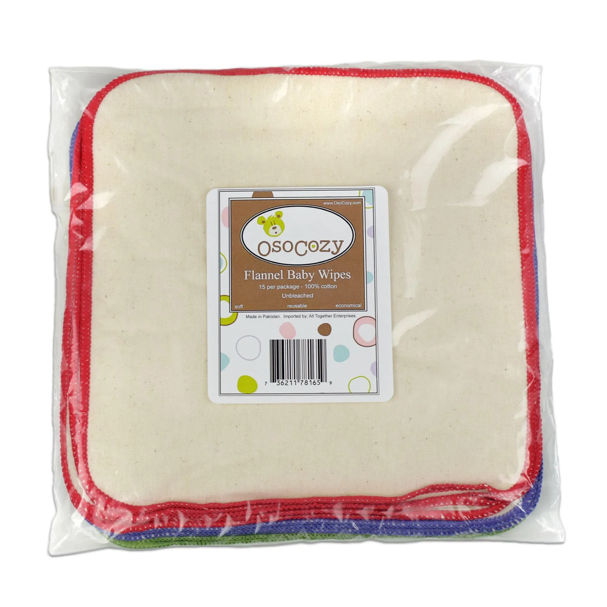 OsoCozy: Flannel Baby Wipes - 100% Cotton, Unbleached & Reusable