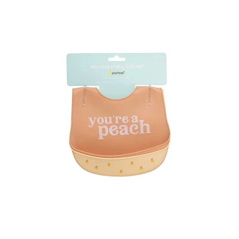 Pearhead  Silicone Bib 2 Pcs - You're A Peach (6m )