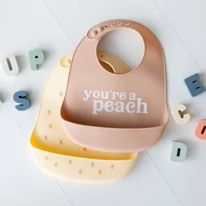 Pearhead  Silicone Bib 2 Pcs - You're A Peach (6m )