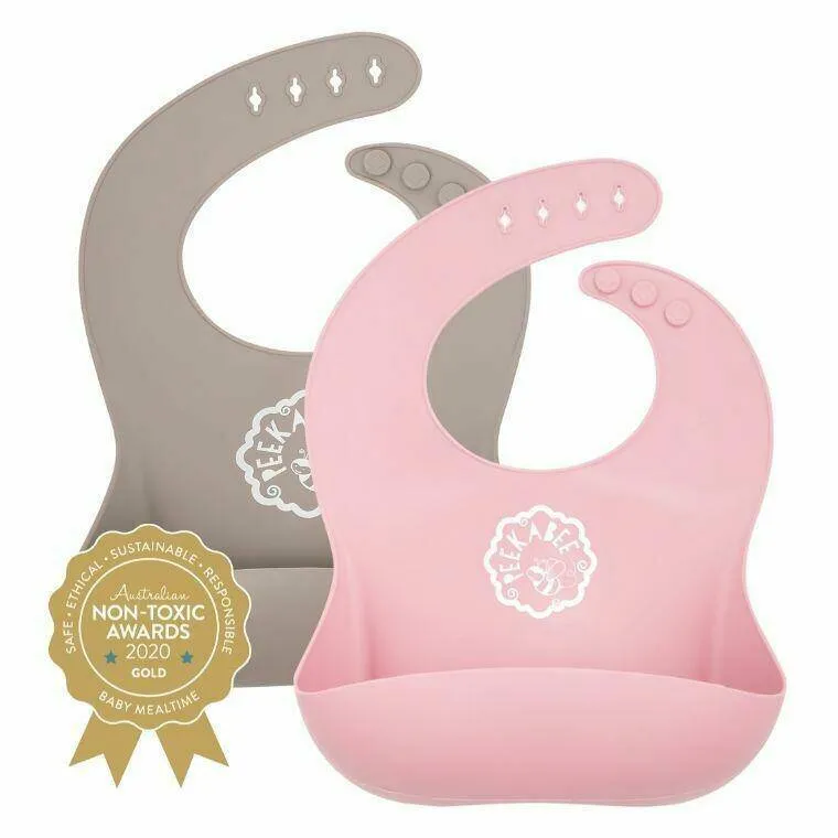 PEEKABEE |Silicone Bibs (Set of 2) - With Bonus SiliSpoon