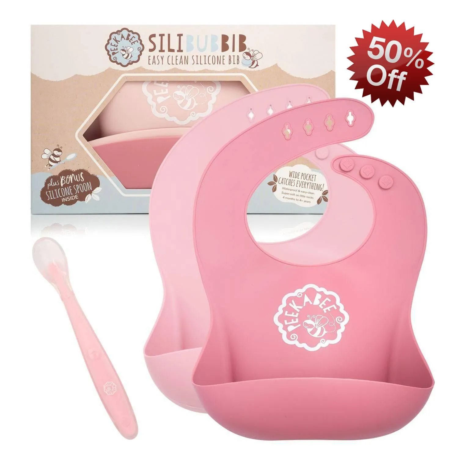 PEEKABEE |Silicone Bibs (Set of 2) - With Bonus SiliSpoon