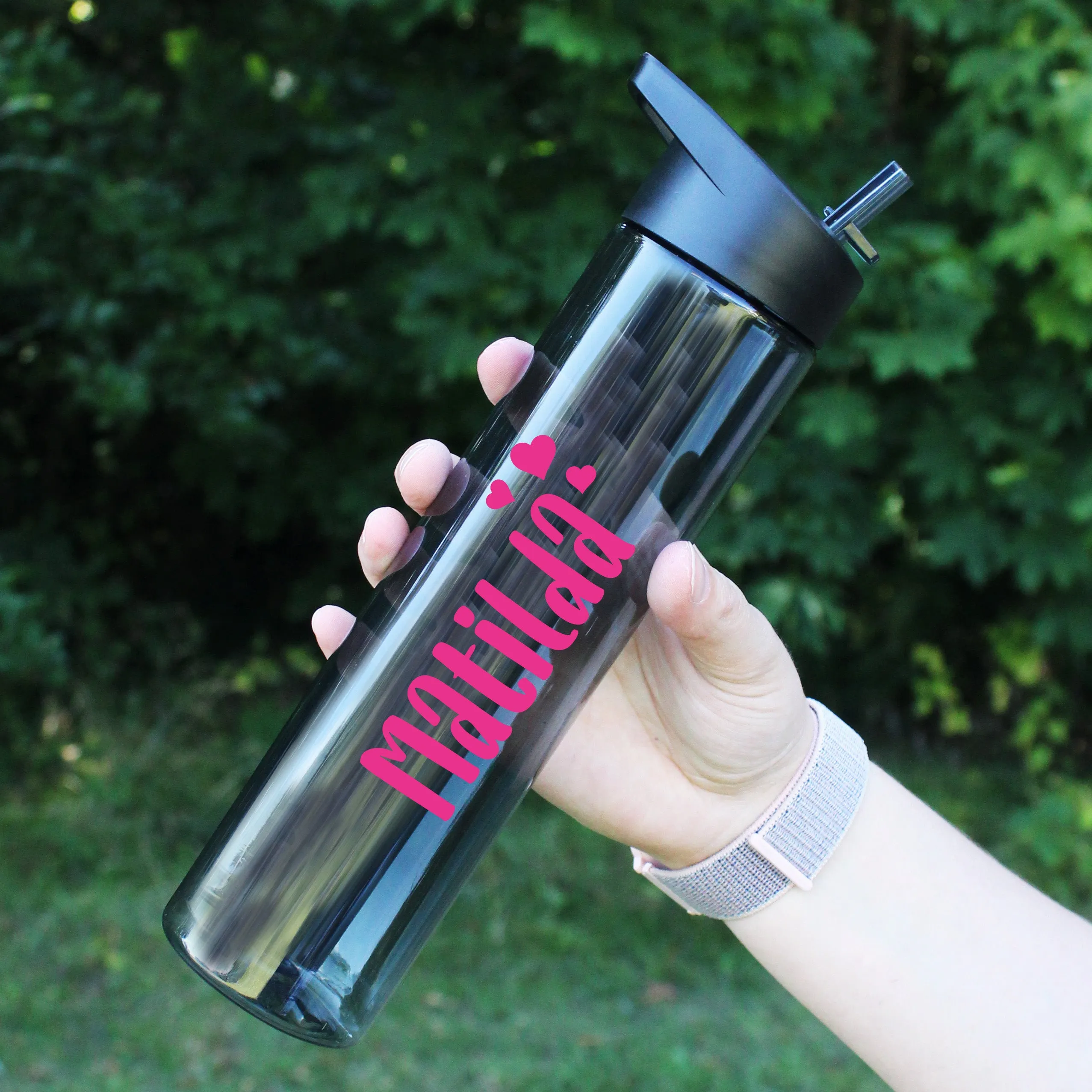 Personalised Kid's Water Bottle with Flip Straw 600ml